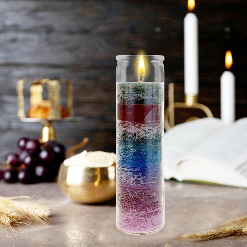 Mega Candles 1 pc Unscented 7 Color Glass Devotional Prayer Candles, Hand Poured Wax Candle 2 Inch x 8 Inch, Sanctuary, Vigils, Prayers, Casting Chimes, Spiritual, Rituals, Spells, Wicca, Deities - Image 4